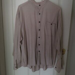 Bruno Tan Linen/Rayon Blend Long Sleeve Button Down Shirt XL